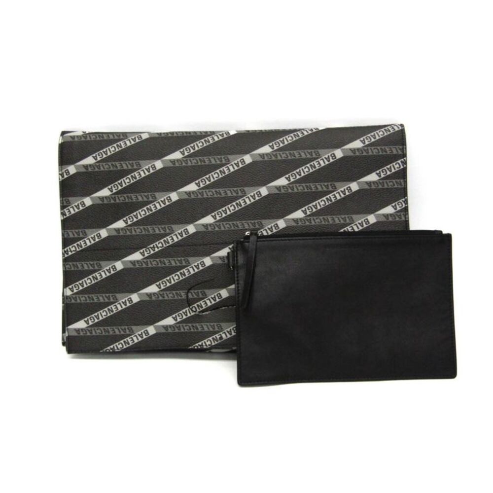 Balenciaga Fold Over Monogram Printed Leather Black Leather Tote Bag Bag